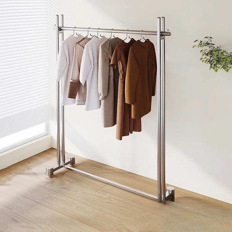 Stainless steel mirror silver clothing store display rack mens and clothing store buyer