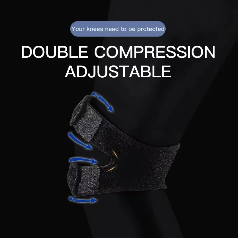 

1PC Sports Knee Support Double Patella Belt Elastic Bandage Sport Knee Pads Protector Band Soccer Basketball Open Knee Brace