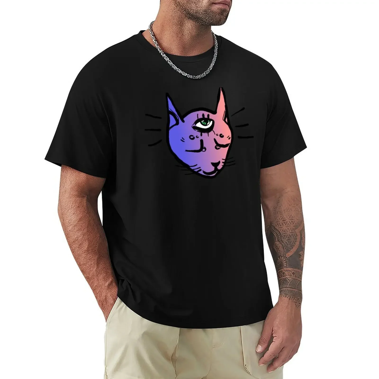 psychic cat T-Shirt shirts graphic summer clothes designer shirts oversizeds mens t shirts top quality