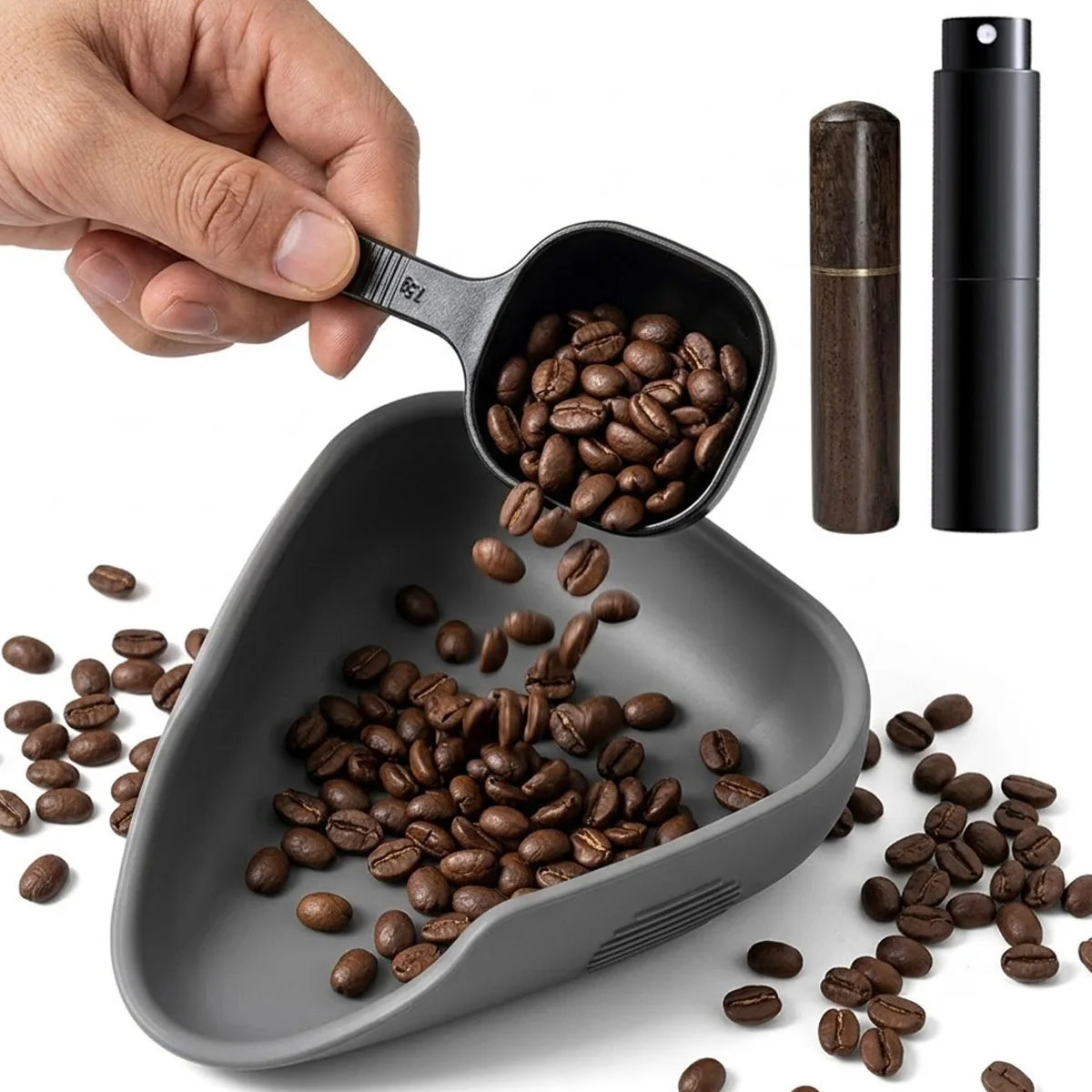 4pcs Coffee Bean Dosing Cup & RDT Spray Bottle & Coffee WDT Tool & Coffee Mesuring Spoon Set, Perfect for Home & Cafe Use