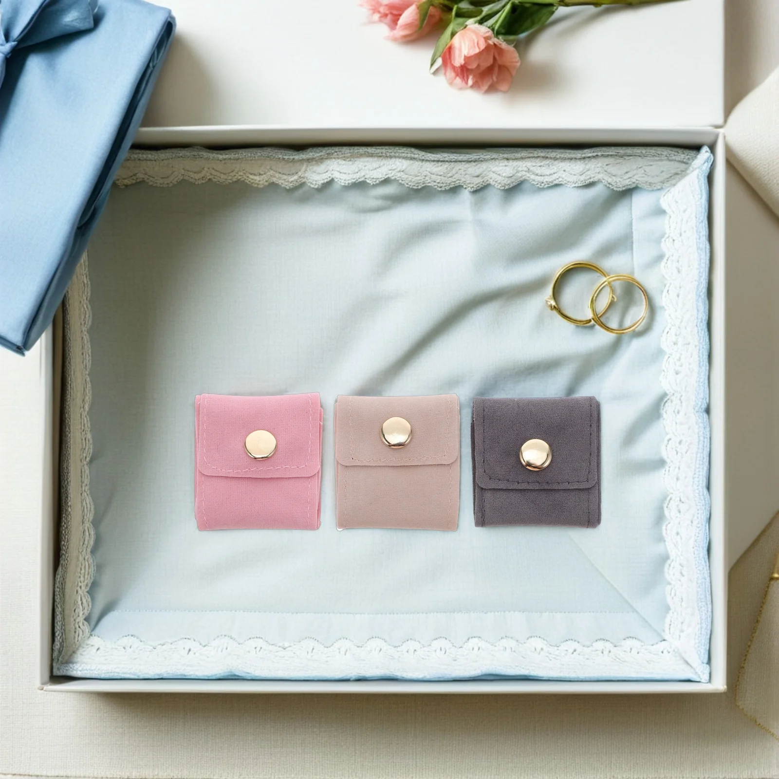 

3Pcs Travel Jewelry Organizer Case Foldable Jewelry Roll for Journey Rings Necklaces Earrings Bracelets 4-Compartment Reusable