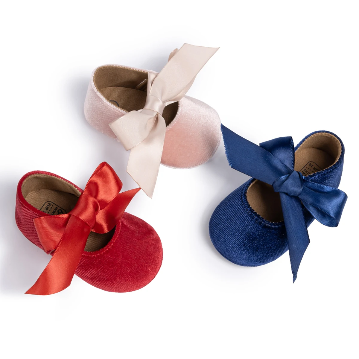 

KIDSUN Newborn Baby Girls Shoes Bowknot Lace Flat Wedding Princess Dress Shoes Non-Slip Soft Rubber Sole First Walker Crib Shoes