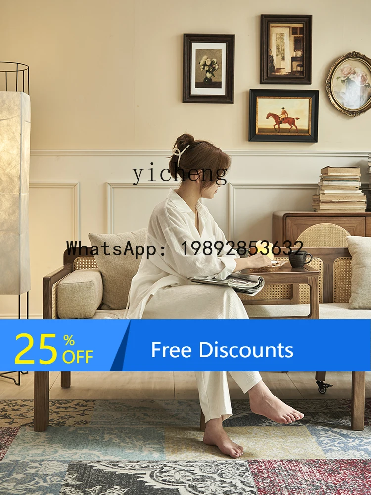 

Solid Wood Arhat Bed Ash Retractable Dual-Use Sofa Bed Folding Bed Rattan Sofa