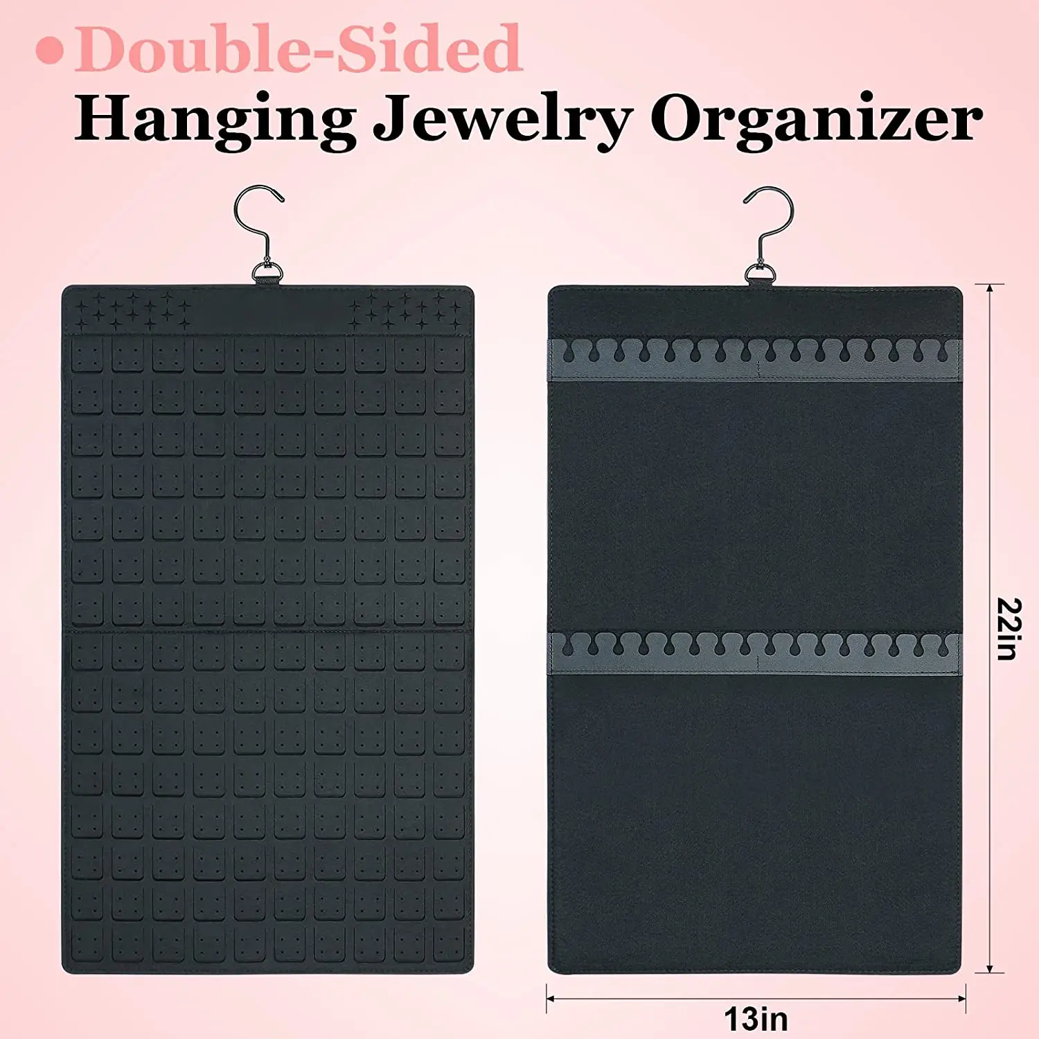 300Pairs Hanging Jewelry Organizer Bag for Earrings Necklace Bracelets Display Storage Double Sided Felt Rotating Hanger Joyero