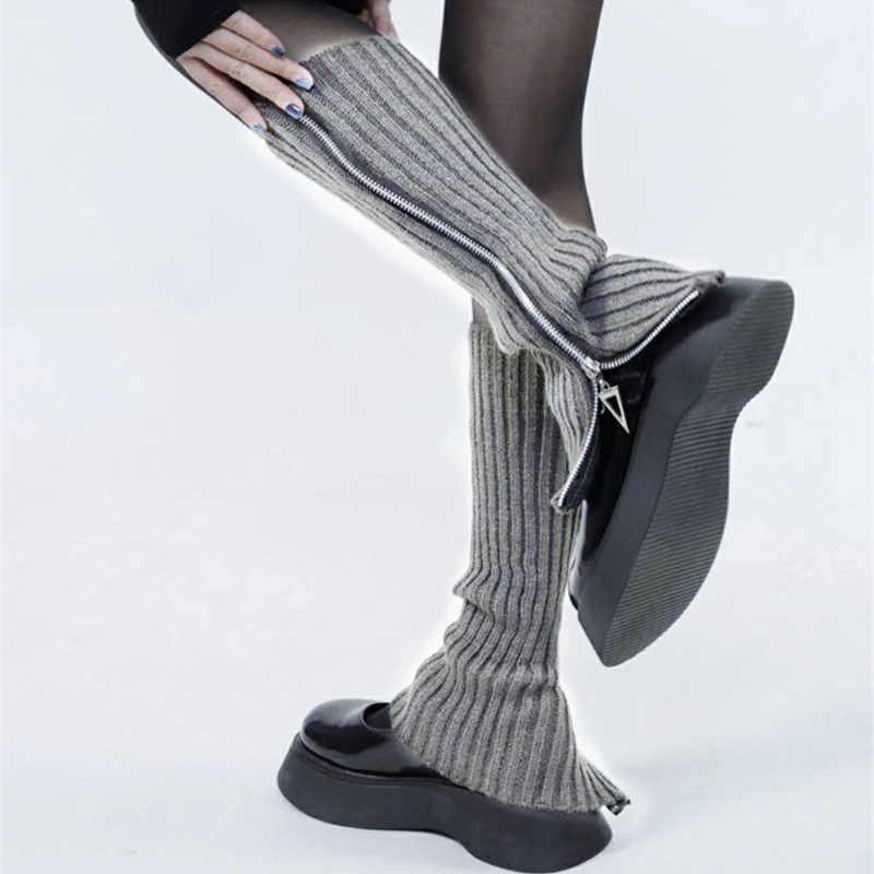 

Fashion Sexy Zipper Leg Warmers Women Long Socks Knitted Warm Foot Cover Female Arm Leg Warmer Crochet Socks Boot Cuffs