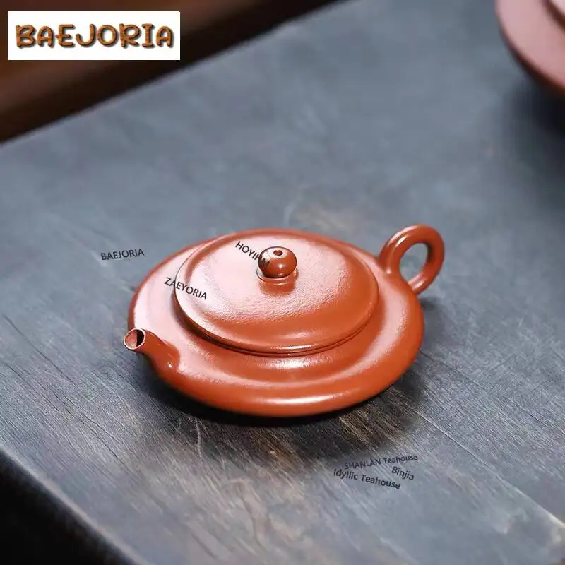 70ml Elegant Yixing Purple Clay Teapots Handmade Flat Pot Raw Ore Zhu Mud Tea Maker Kettle With Infuser Zisha Tea Set Tableware