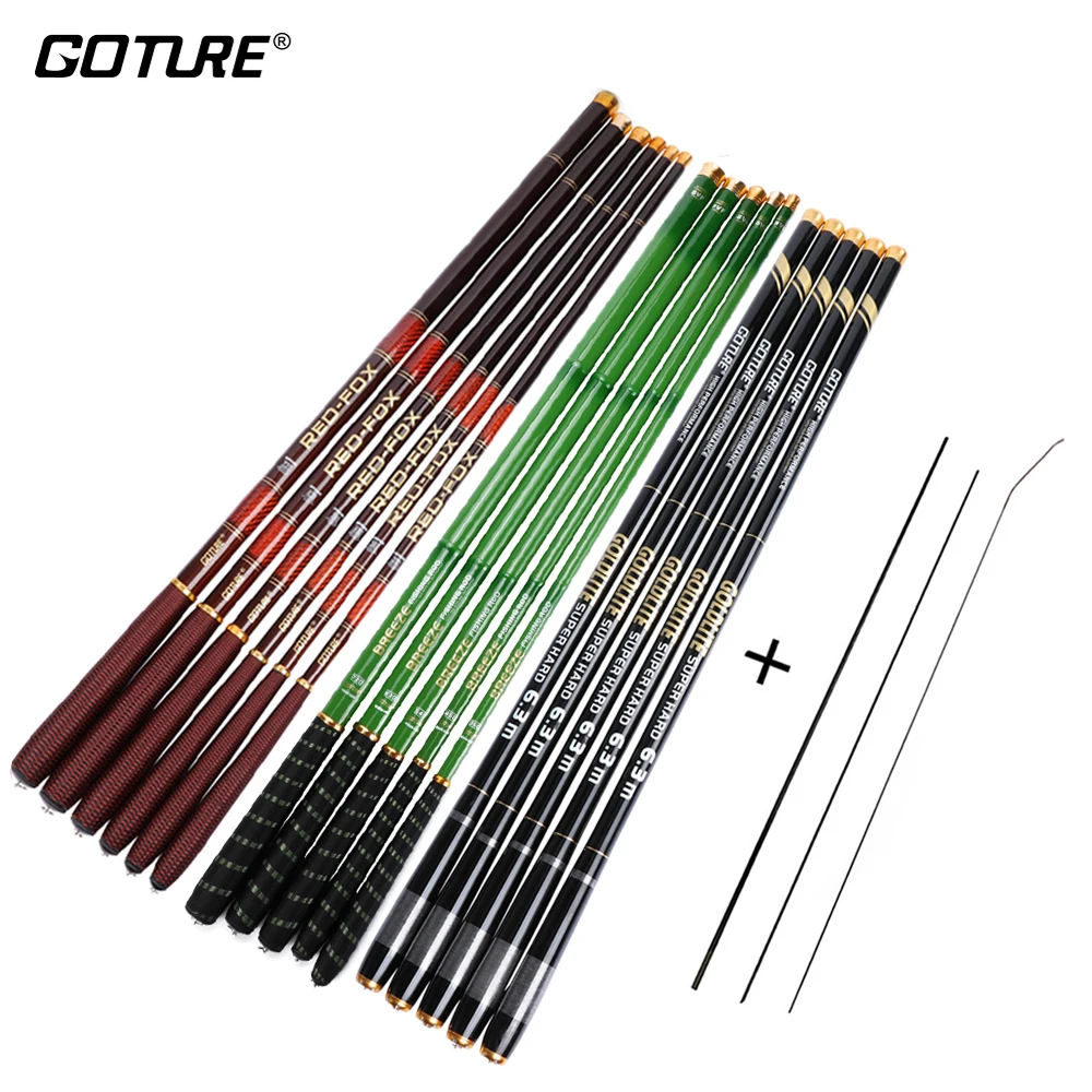 Goture Kohle faser Teleskop Angelrute ultraleichte Strom Hand Stange Karpfen Feeder Angelrute Tenkara 3,0-7,2 m Vara de Pesca