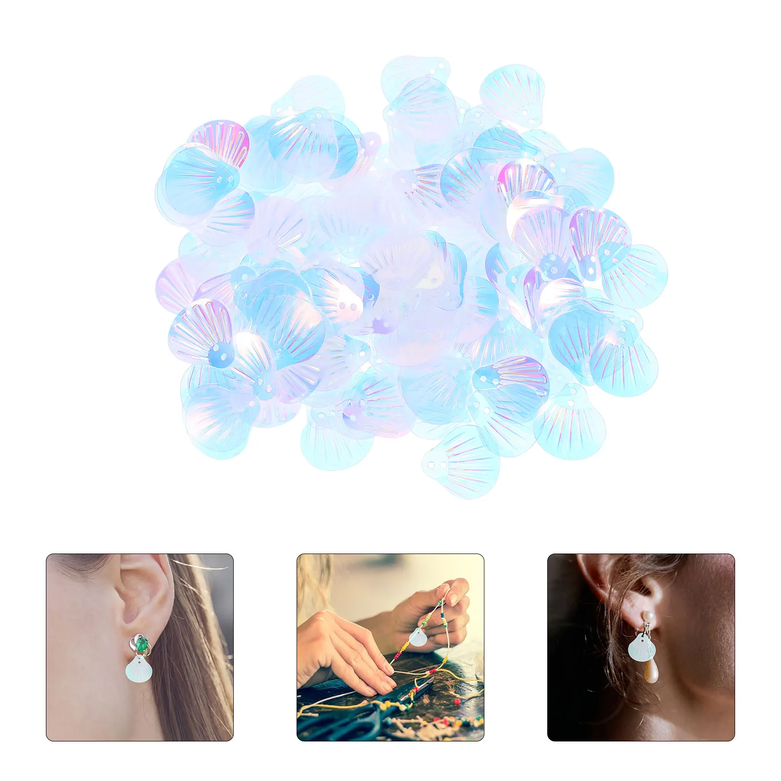 18MM SHELL Double Hole DIY หัตถกรรมปักต่างหูลูกปัดพลาสติกเด็ก Seashell Sequins FLAT Sequins CRAFT เสื้อผ้า