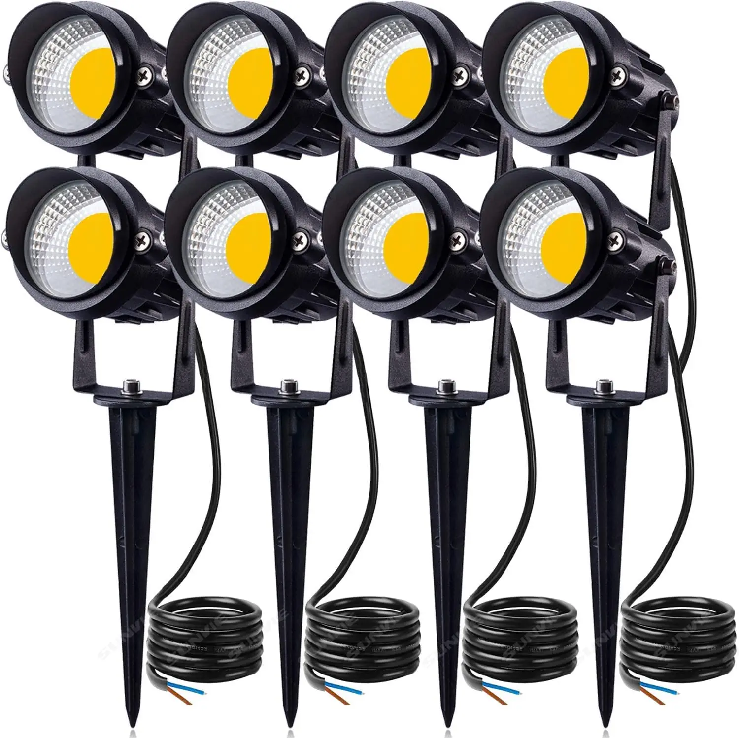 

12W LED Landscape Lights Low Voltage Waterproof Garden Pathway Warm White 900LM Outdoor Spotlights with Spike Stand (8 Pack)