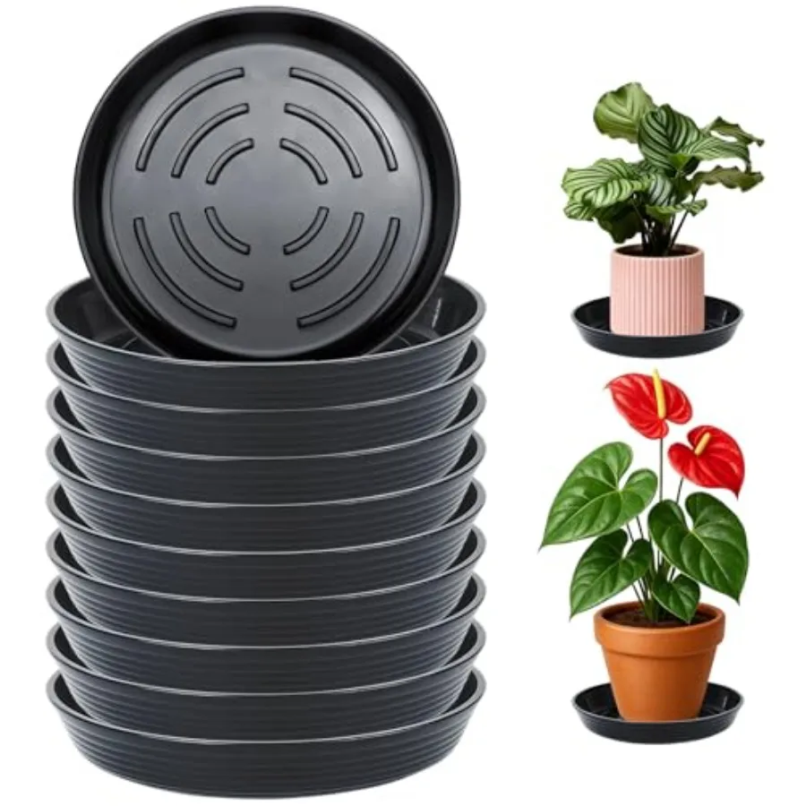 

10 Pack Plant Drip Trays, Heavy Duty Plastic Plant Saucer, Plant Pot Saucers Bulk, 1.5'' Deeper Plant Plates to Catch Water Dur
