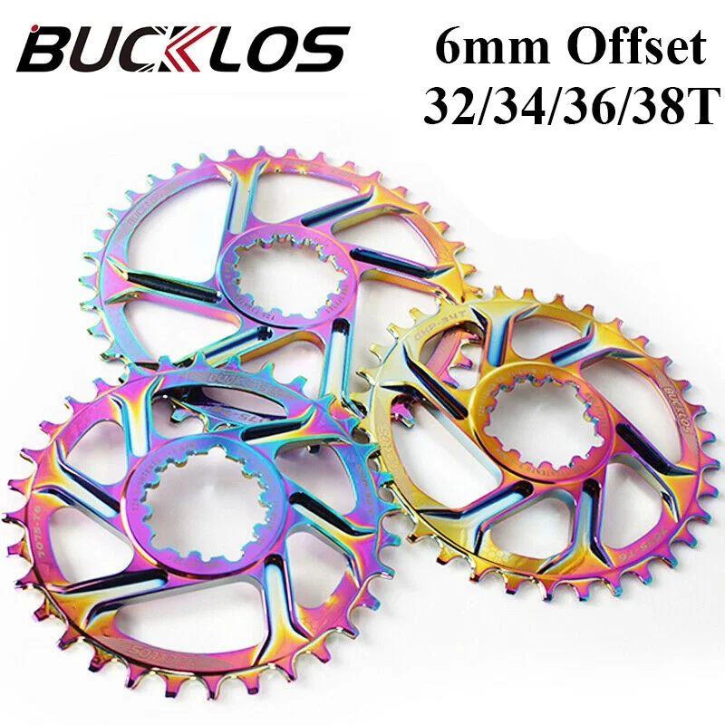 

Bucklos Mountain Bike Gxp Single Chainring 7075t6 Aluminum Alloy 6mm Offset 32t To 38t Rainbow Narrow Wide Teeth 8 To 11 Speed