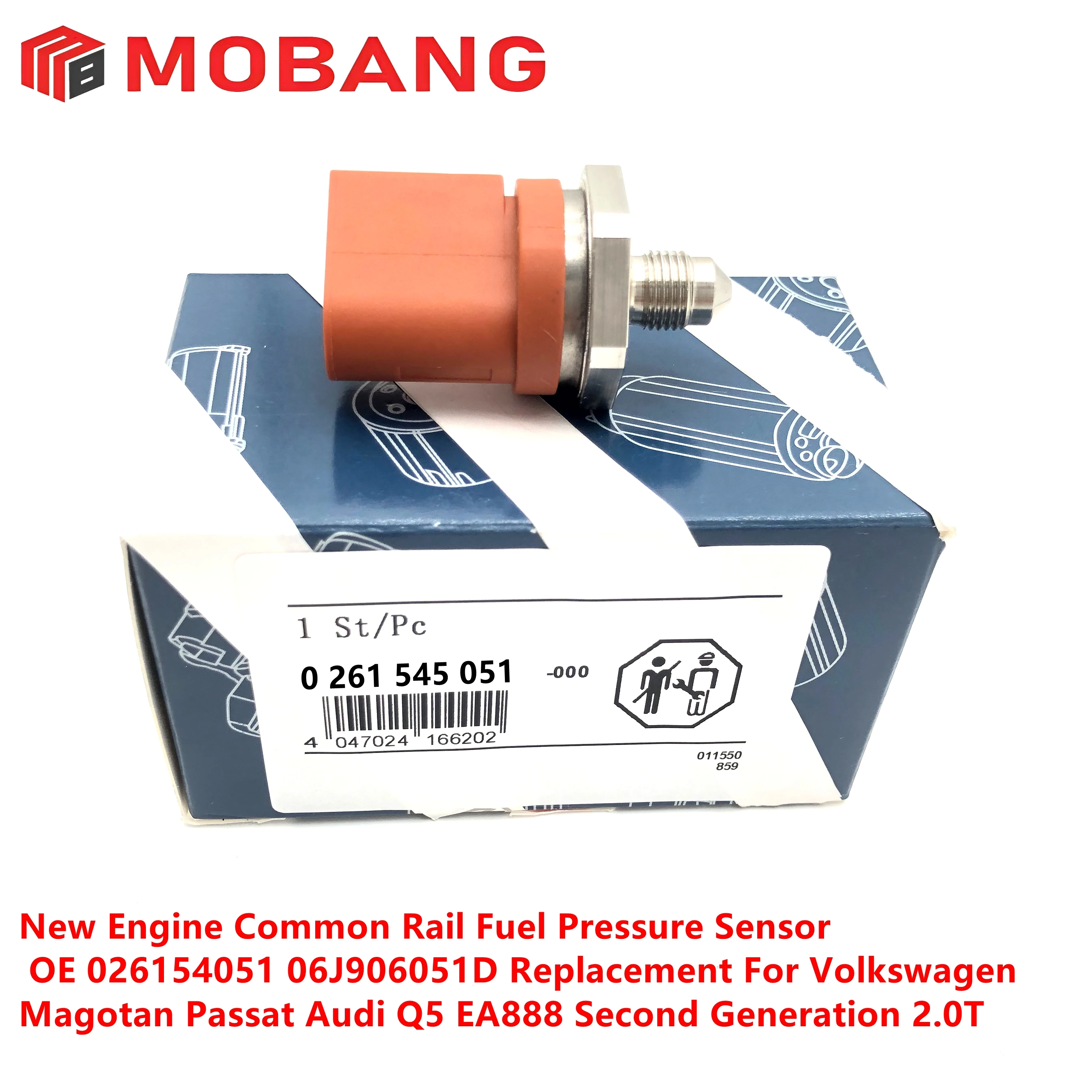 0261545051 06J906051D Fuel Rail Pressure Sensor Common Rail Pressure Sensor Fit VW Passat Magotan Audi Q5 2.0T EA888 Gen 2Engine