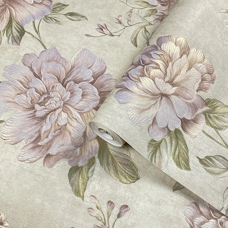 3d Peony Floral Wallpaper Roll American Country Vintage Flower Non-woven Wall Mural for Bedroom Living Room Wedding House Decor