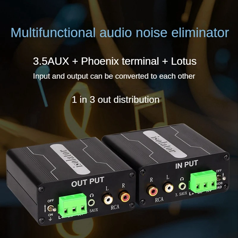 GX303 Multifunctional Audio Isolator Noise Filter Remover Ground Loop Noise Isolator Audio Sound Noise Meter Metal Upgraded Ver