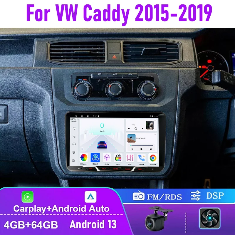 

9" 4+64GB For VW Caddy 2015-2019 Car Stereo Radio Apple CarPlay Android Auto Head Unit GPS Navi