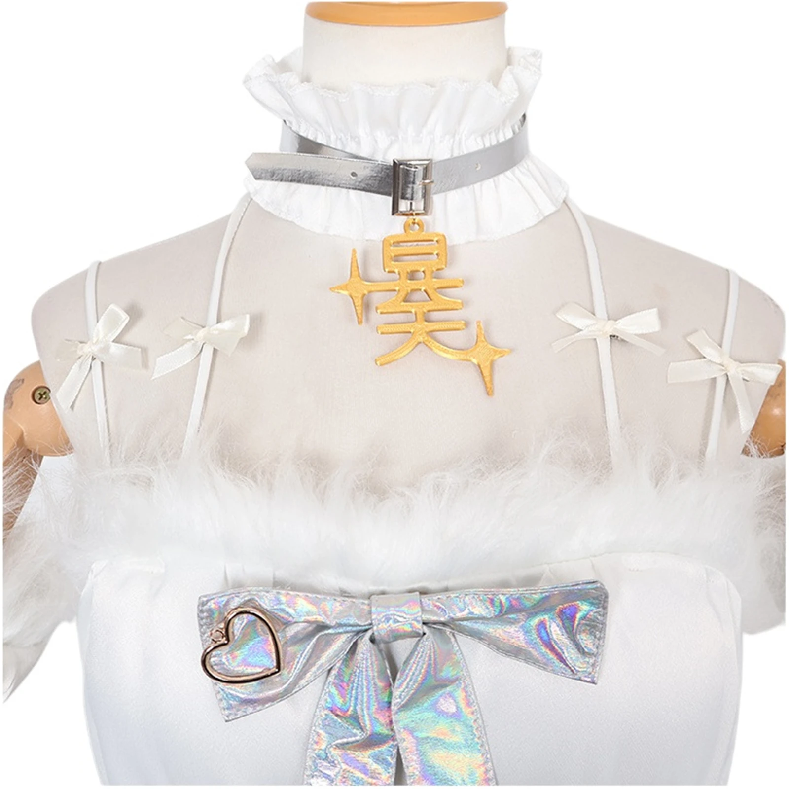 Kangel Rain Cosplay Costume Anime Girl Sweet White Angel Lolita Uniform Ruffle Dress Bow Accessories Set for Halloween view 5