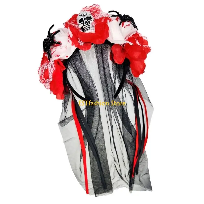 Y5GC الإبداعية هالوين هيرباند الدعائم مع العنكبوت الشبح زهرة الديكور للبالغين الأطفال زي الحدث #3