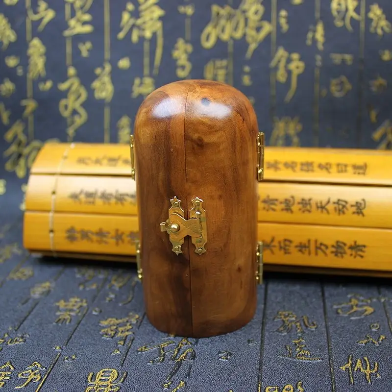 Vintage Boxwood Carved Sanqing Taoist Gods Taishang Laojun Shrine Three Door Box Traditional Mascot Home Desk Ornament Statue