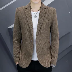 2024 Men's suit autumn coat Korean version of youth slim handsome casual single suit trend spring and autumn coat everything