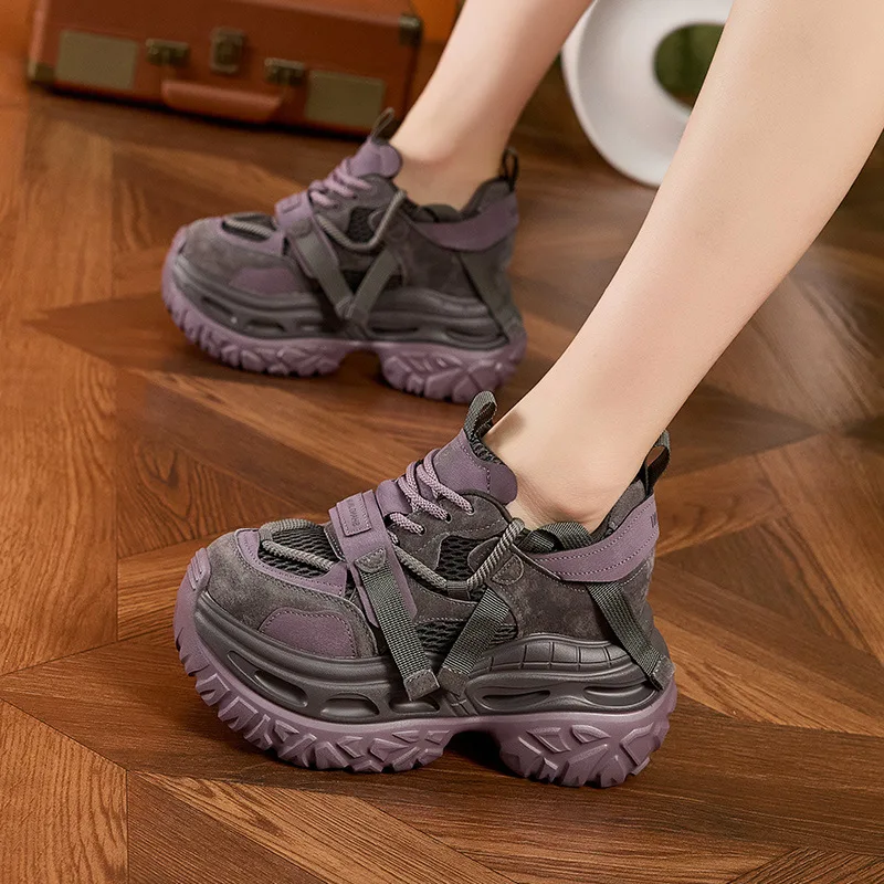 

Thick soled dad shoes for women 2026 new mesh breathable casual shoes fashionable and versatile single shoes for women