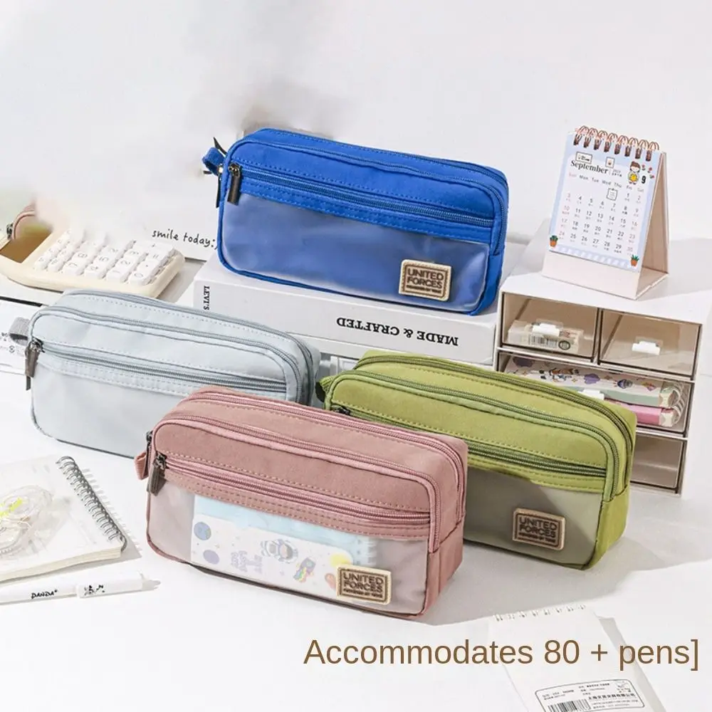 

Gift Multifunctional Pen Bag Cute Large Capacity Pencil Case Transparent Cartoon Stationery Bag Students