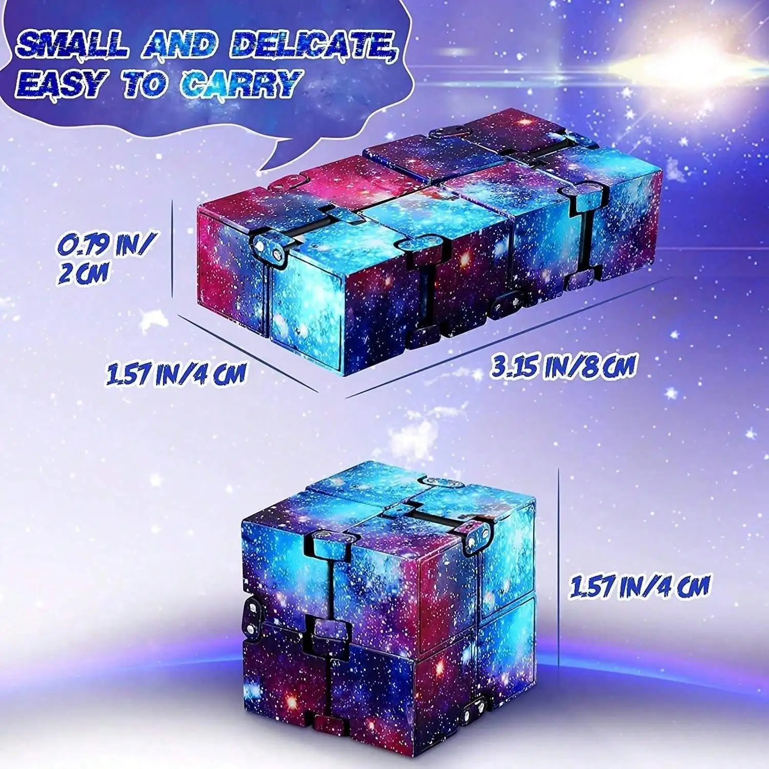 Toy Cube for Kids and Adults, Stress and Anxiety Relief Cool Hand Mini Kill Time Toys Infinite Toy Cube for Add, (Galaxy Space)