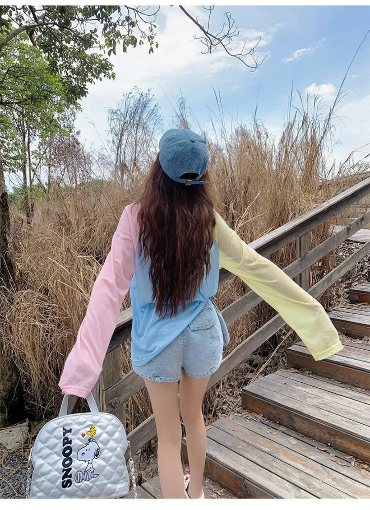 여성 활력 여름 데이 도파민 프린팅 라운드 넥 긴 패턴 소매 티셔츠 탑 여성 캐주얼 여성 티셔츠 트렌드