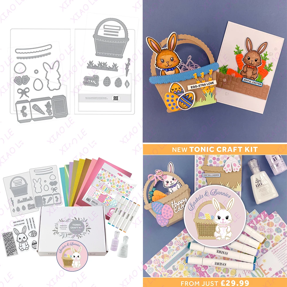 

2025 Easter Baskets Bunnies Clear Stamps Cutting Dies For DIY Scrapbooking Paper Card Making Decoration Craft Photo Album Stamps