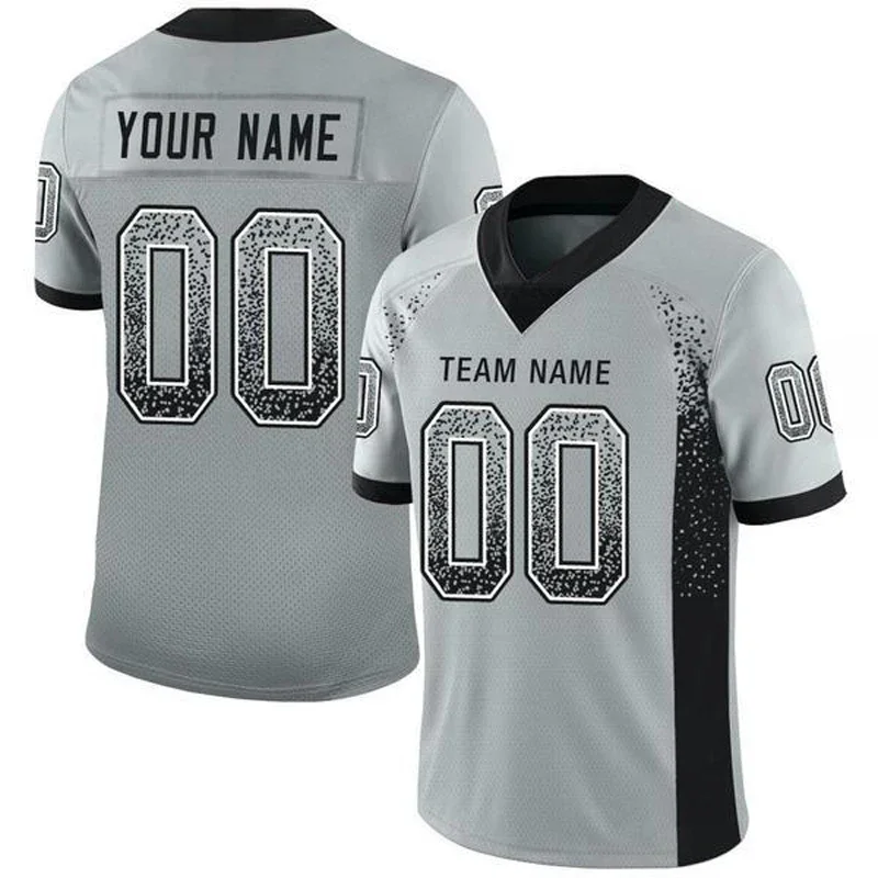 Fashion Gray Series Customized Football Jersey Personlized Print and Sew Football V-Neck Athletic Unisex T-Shirts