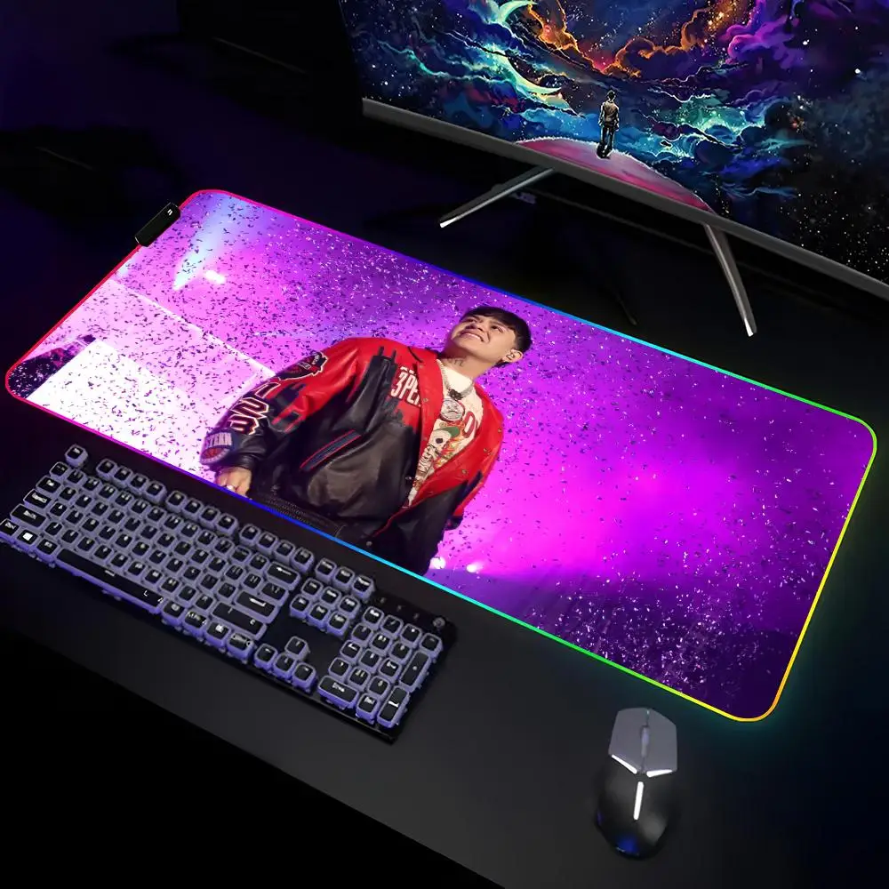J-Junior H Sad Girl Mouse Pad Gamer RGB Deskmat Keyboard Mat Gaming Laptops LED Mousepad Desk Protector Anime Mause Mats