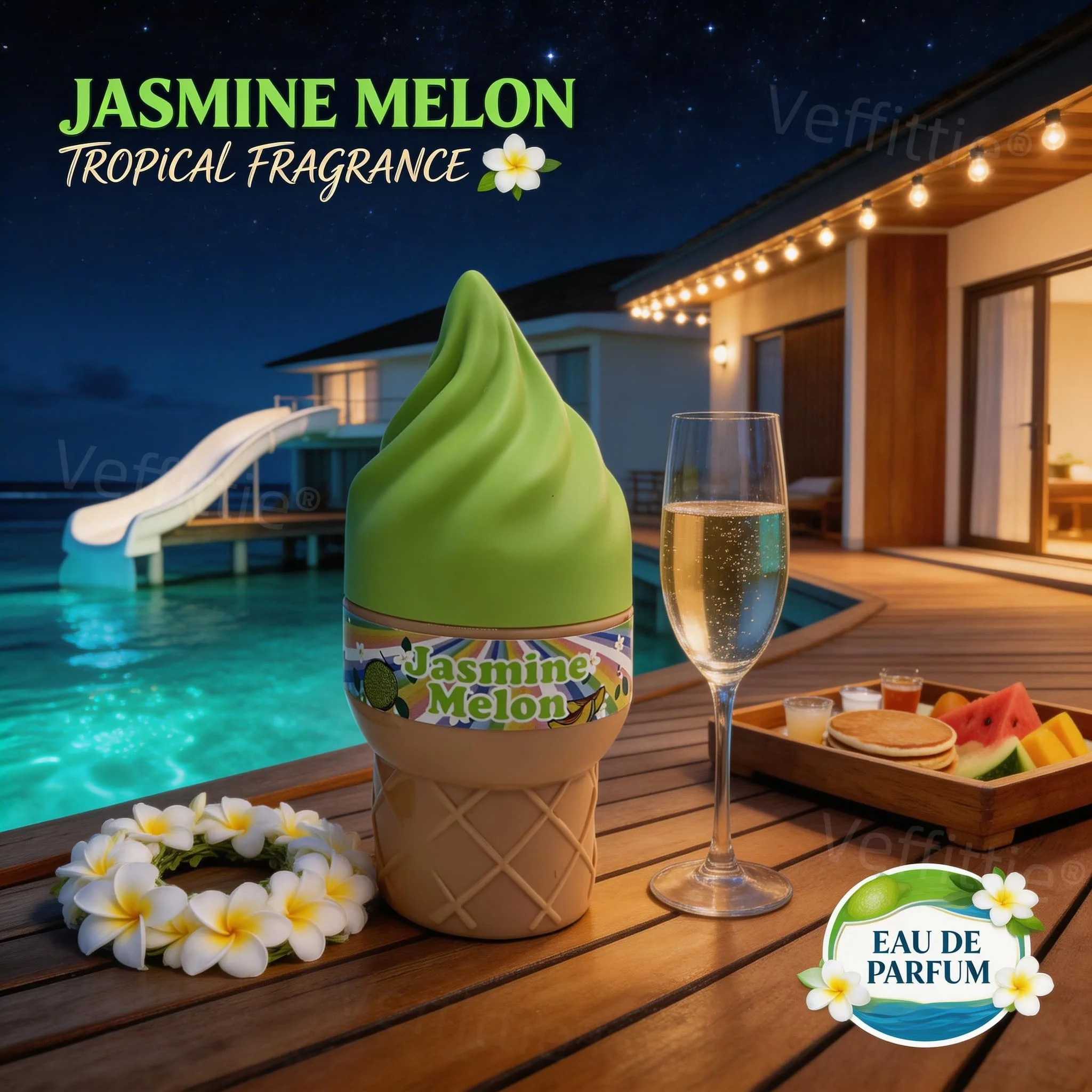 Island Melon Breeze Eau De Toilette,  White Tea Cantaloupe Aroma for Beach Getaways, Sandalwood Amber Notes for Seaside Trips