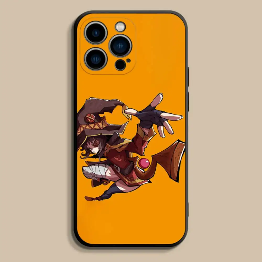 Custodia per telefono MeguminS Anime K-KonoSuba per iPhone 17,16,15,14,13,12,Pro,Max,Plus,E,SE4,Air,Mini Cover morbida nera