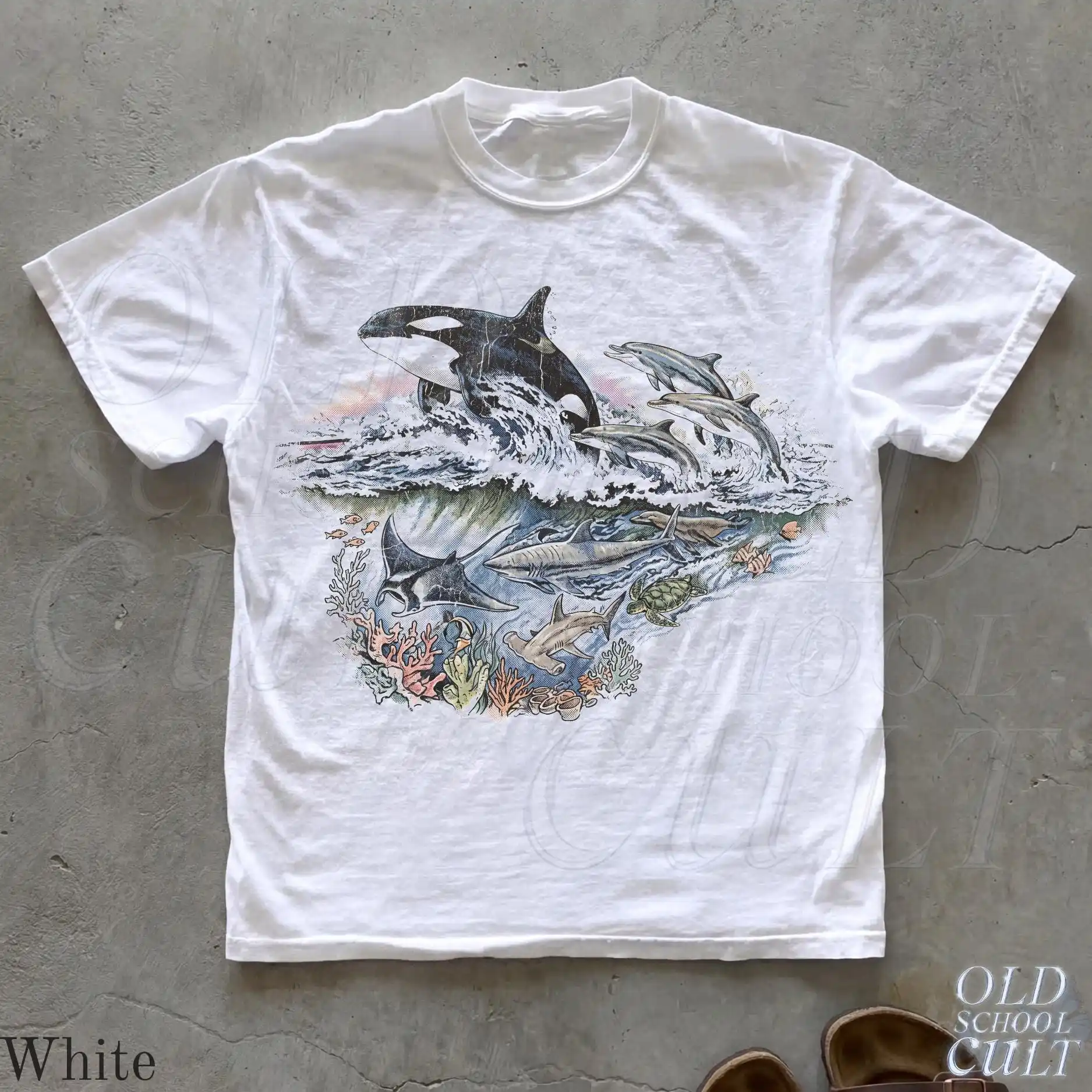 Vintage Orca Dolphin Ocean T Shirt, Marine Life Graphic Tee, Whale Shark Sea Turtle Coral Reef Unisex Shirt