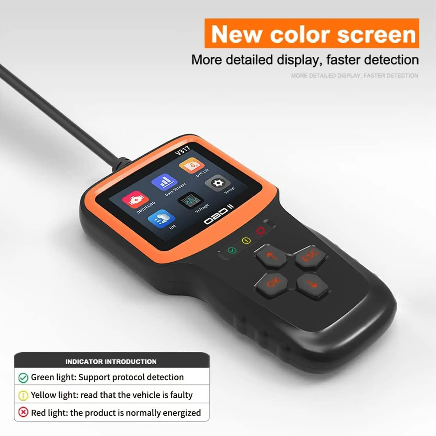 Professional OBD2 V317 Real Time Oxygen Sensor Test Clear Engine Troubleshooting Code Reader with Reset and I/M etc Scanner