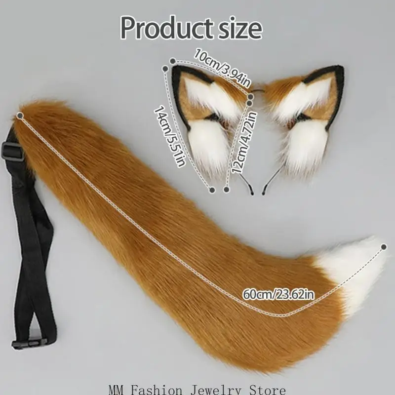 D0ub confortável orelha animal, com cauda removível, acessório fantasia halloween para crianças e adultos, uso longo,