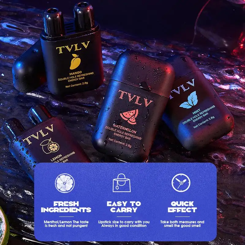 .النعناع/الليمون/المانجو/البطيخ عصا الطاقة ثقب مزدوج تنشيط شريط الطاقة الروائح جهاز الاستنشاق الأنفي عصا بخارات الطاقة/