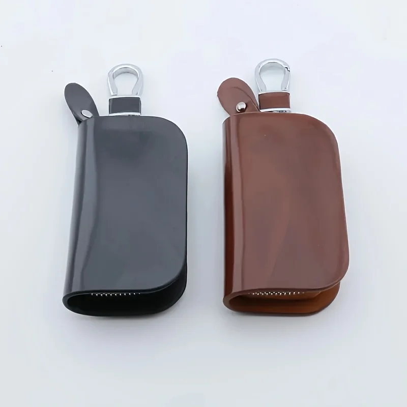 Wood-Grain Design Universal Car Wallet PU Leather Pouch Suitable Multiple Car Models, Available in Black