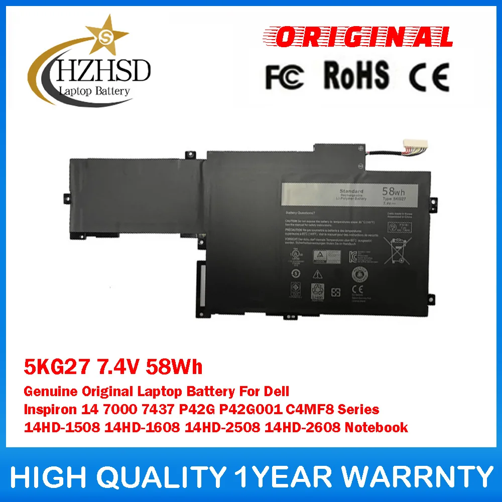 5KG27 7.4V 58Wh Genuine Original Laptop Battery For Dell Inspiron 14 7000 7437 P42G P42G001 C4MF8 14HD-1508 14HD-1608 14HD-2508