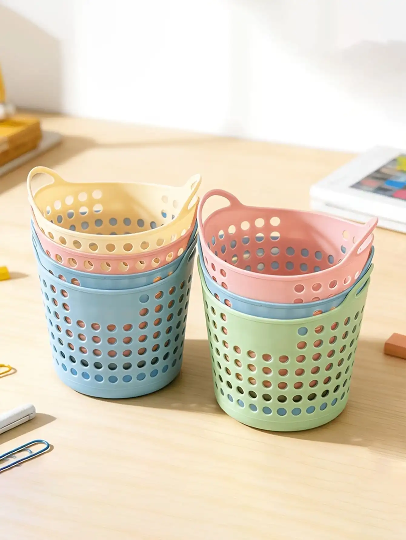 4pcs Mini Desktop Storage Basket, Plastic Organizer Box, Scrapbook Box, Household Use, Suitable For Desktop, Desk, Office And Organization, Storage Basket SH260906222583413711035