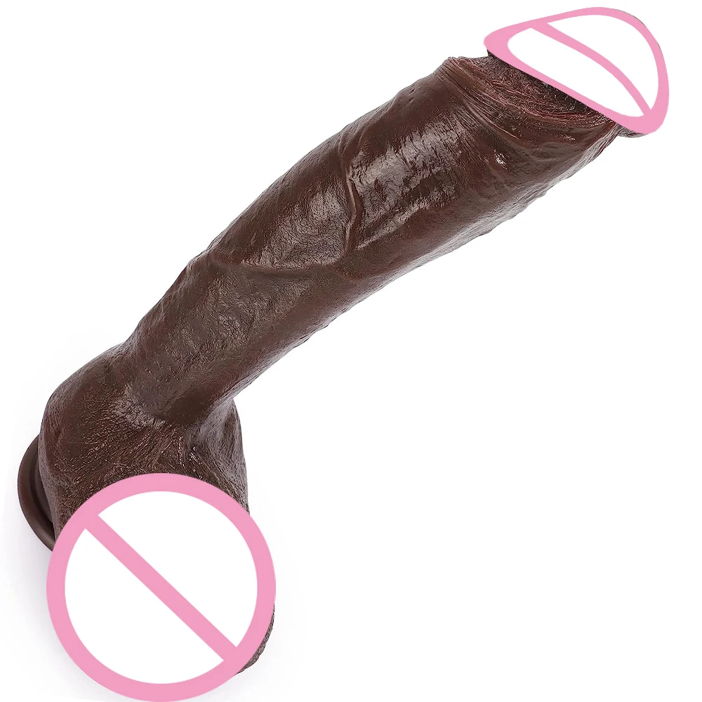 Real Skin Realistic Dildo Powerful Suction Cup Penis Sex Toy Flexible G-spot Dick with Curved Shaft and Ball Toys for Adults 18