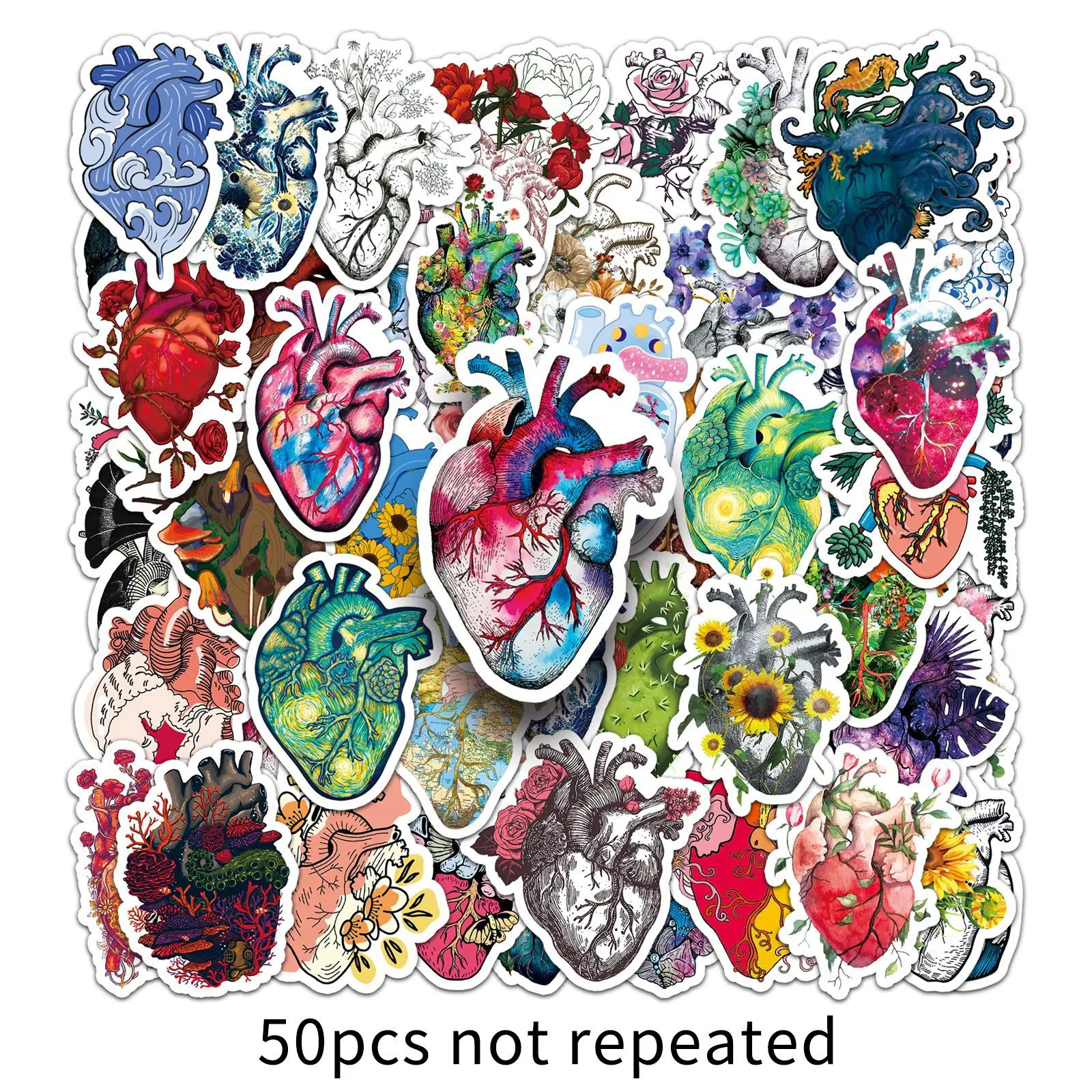 50 STKS Hart Doodle Stickers Cartoon Bloem Decoratie Mobiele Telefoon Case Water Cup Skateboard Laptop Waterdichte Stickers Kinderen Speelgoed