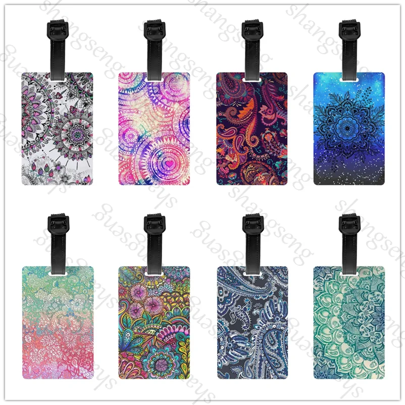 

1pcs Security Luggage Tag PVC Suitcase Label Business Card Holder/Travel Document Label Fantasy Rainbow Doodle