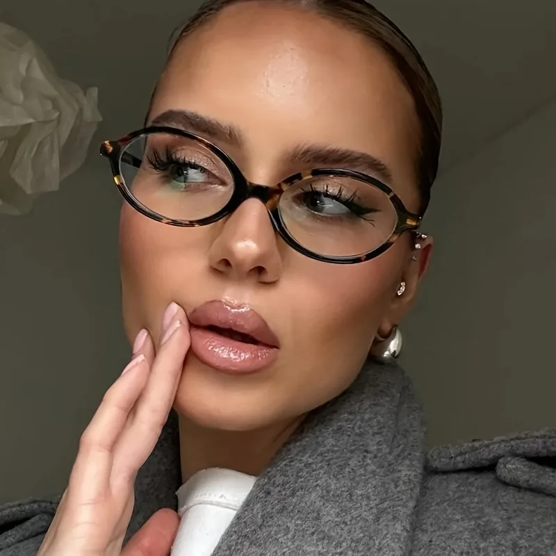 Vintage Oval Sunglasses Women Luxury Brand Designer Small Oval Anti Blue Light Glasses Retro Fashion Men Leopard Eyegalsses
