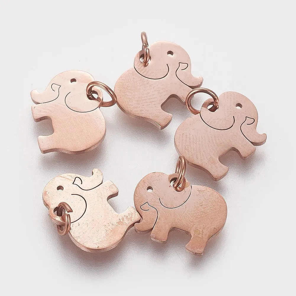 5pcs Elephant Animal Charms 304 ciondolo in acciaio inossidabile per donna bambini gioielli di moda che fanno risultati del braccialetto della collana