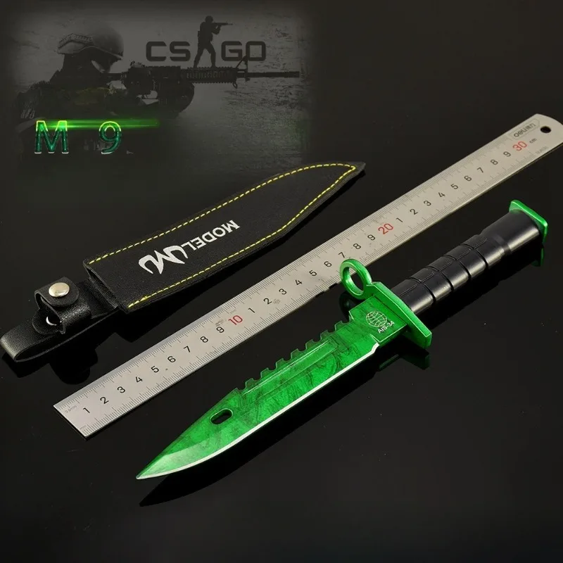 Csgo M9 Esmeralda Doppler de 26cm, juego de arma de Metal, espada periférica, manualidades samurái, accesorios de regalo, colección de adornos, juguete para niño