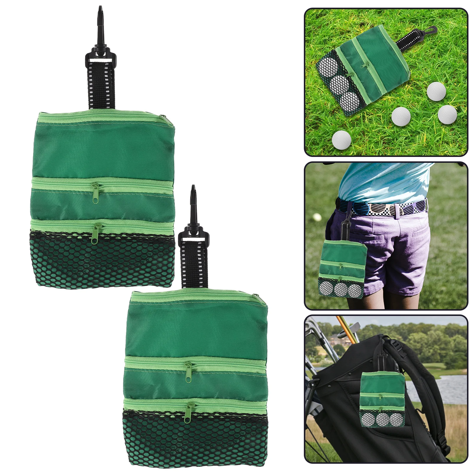 

2 Pcs Golf Ball Nail Bag Pouch Tee Storage Bags Balls Kit Accessories Multiple Pockets