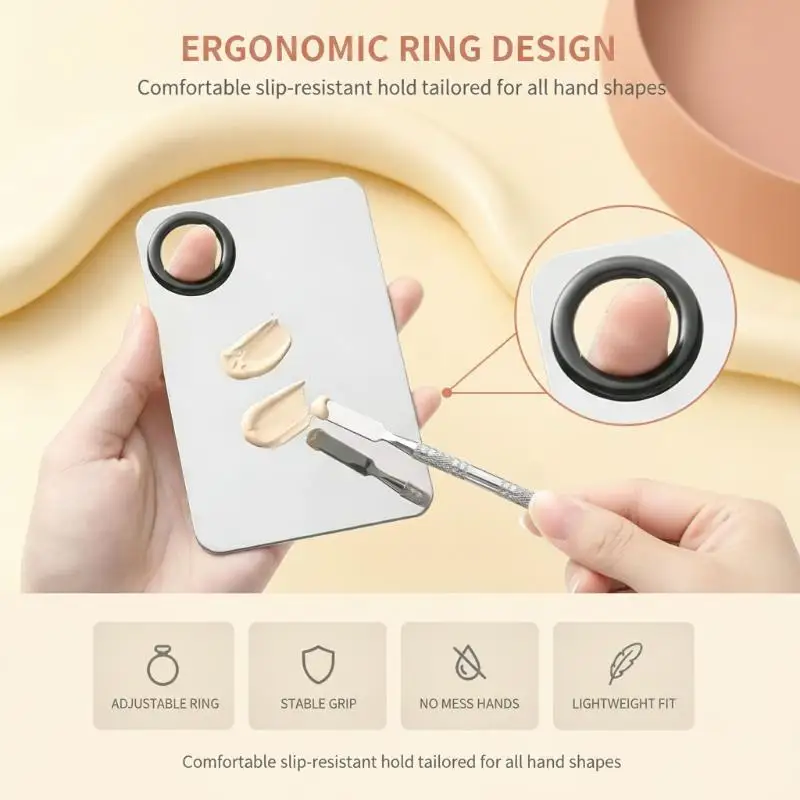 Stainless Steel Makeup Mixing Palette With Spatula For Foundation Lipstick Nail Polish  Travel Makeup Tool