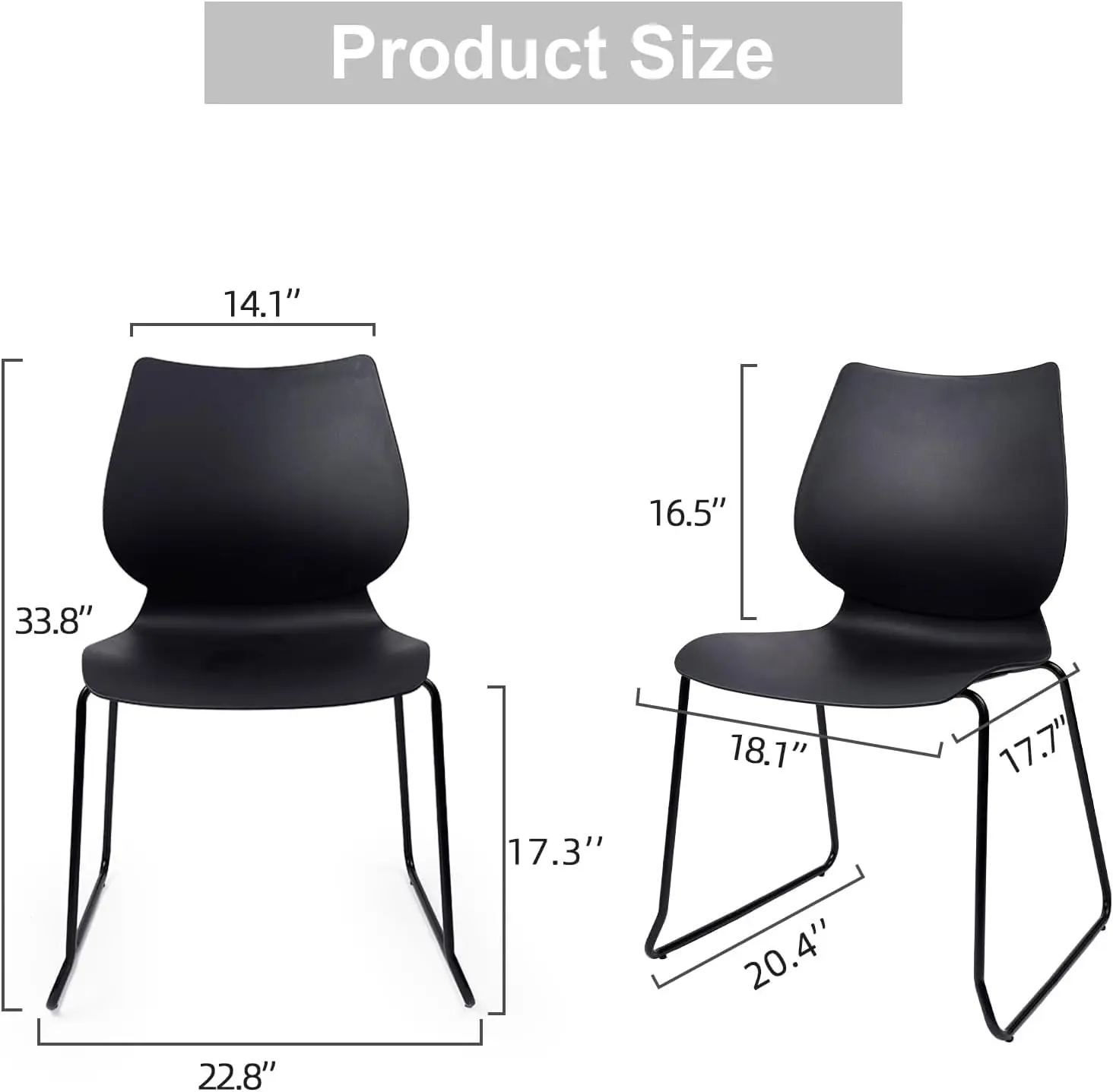 Stacking Chairs, Stackable Waiting Room Chairs, Conference Chair with Back & Church Chairs No Wheels with Metal Legs, Suitable