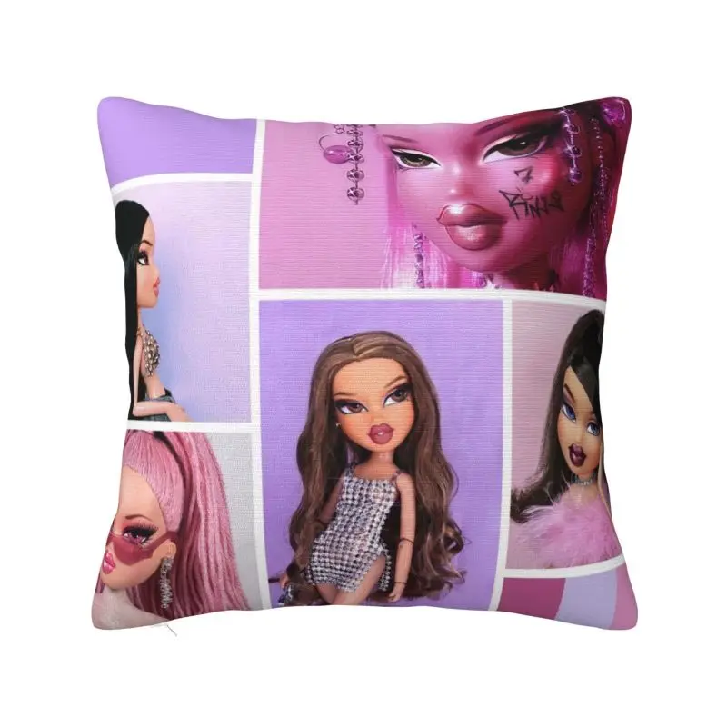 Cartoon   Bratz Cushion Cover Two Side Print Tv Movie Doll Floor Pillow Case for Sofa Custom Pillowcase Home Decorative