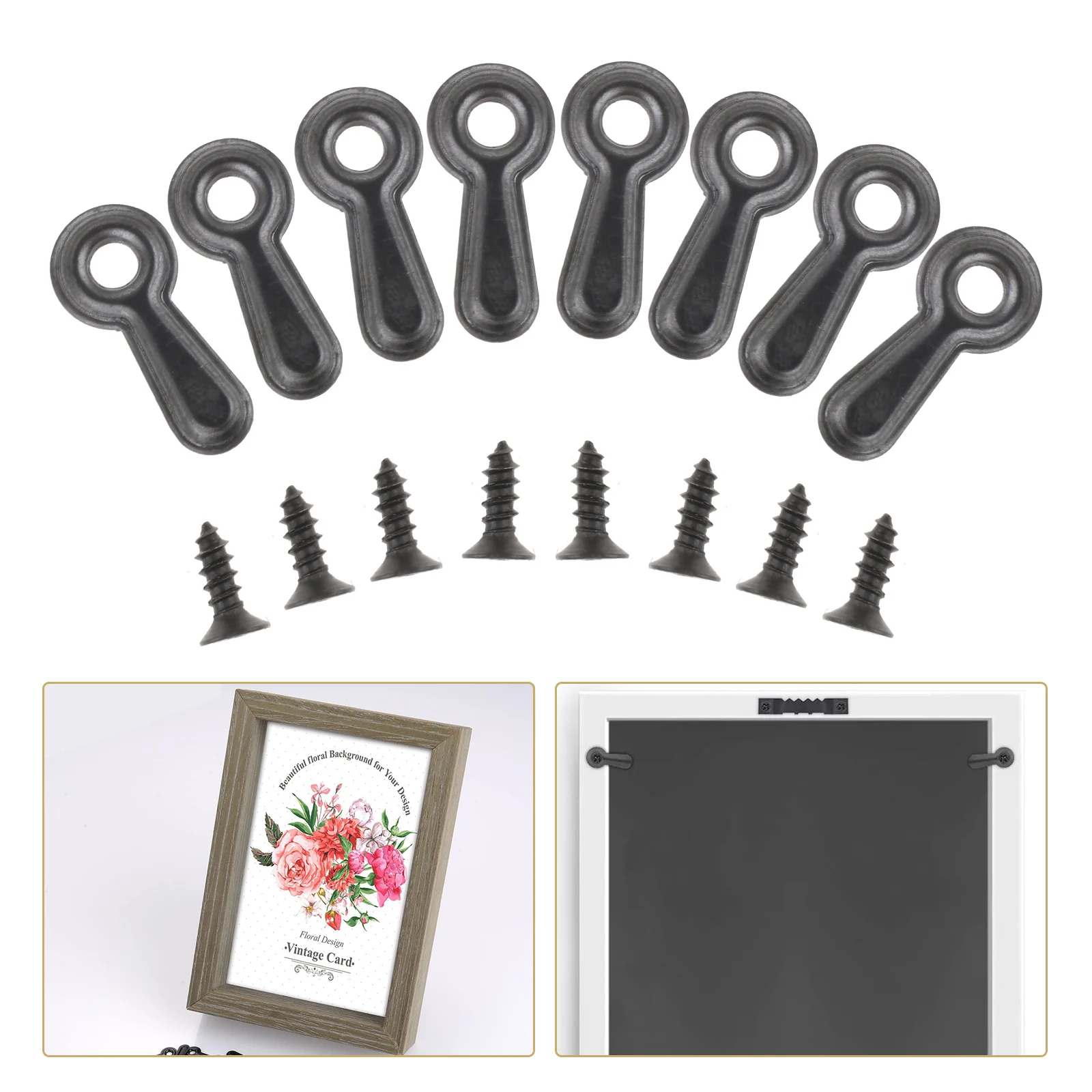 100 pcs Metal Pump Picture Mirror Scrapbook Photo Frame Hooks Backboard Turnbutton Turn Button for Hanging Pictures Photos Black